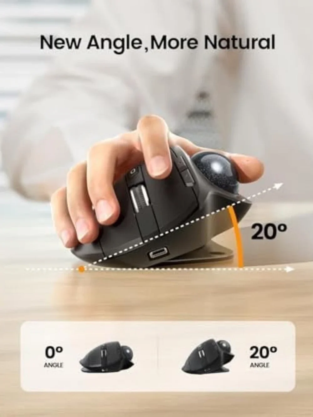 EM01 NL Ergonomic Wireless Trackball Mouse - Gray